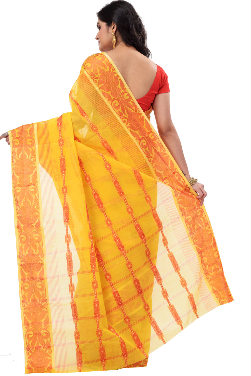 Yellow Pure Cotton Charulata_Desiging Tant Saree (738)